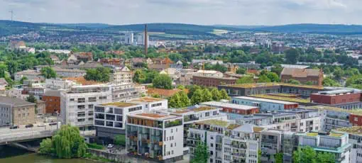 Kassel - Blick auf die Stadt Kassel in Deutschland von oben